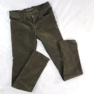 J Brand Olive Pencil Leg Corduroy Jeans 29